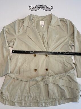 LC Lauren Conrad Trench Coat Shirt Tail Hem Belted Khaki Women's XXL